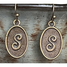 Bronze Dangle Initial S Earrings. Jewelry Earrings for Women #3298FE71