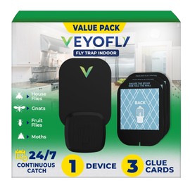 VEYOFLY Fruit Fly Traps for Indoors (1 Device + 3 Refills), Gnat Trap Indoor Plug in, Bug Traps, Flying Insect Trap, Gnat Traps for House Indoor, Fly Trap Indoor for Home Bug Light, Gnats Catcher