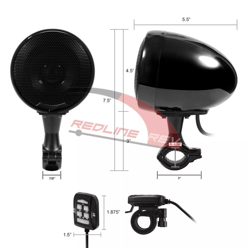 GoHawk 600W Waterproof Bluetooth Motorcycle Stereo Speakers Amplifier Audio System