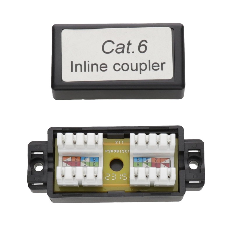 kenable Inline Punch Down Coupler for Lan Cables CAT6 Black
