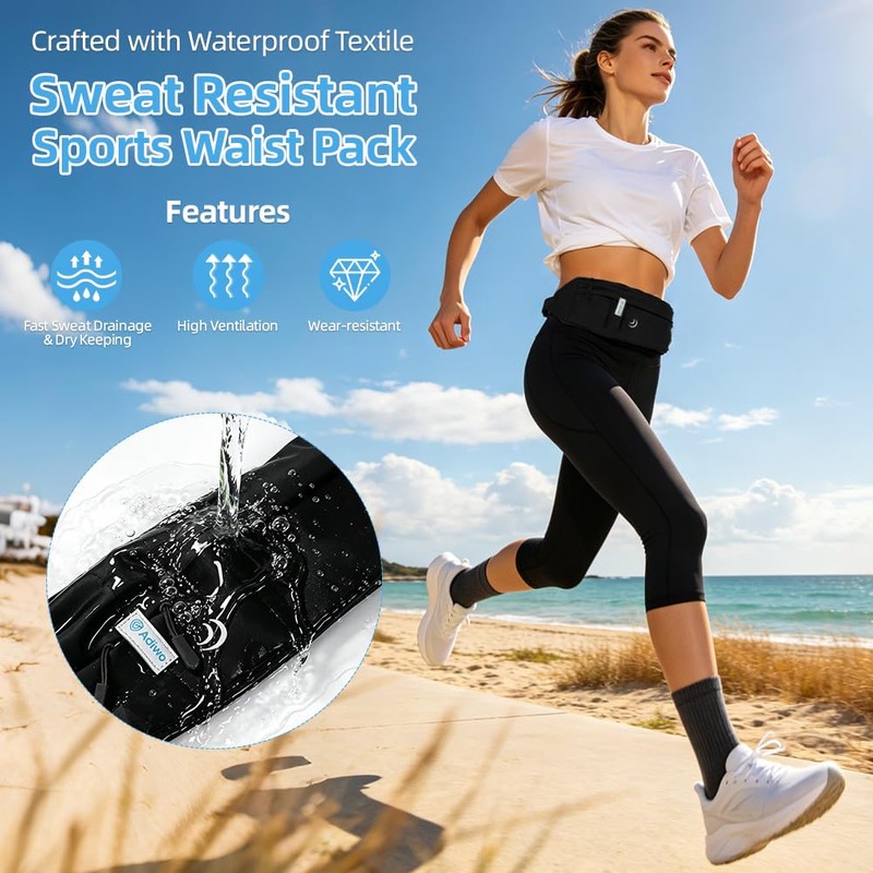 Adiwo Running Belt, Lightweight Running Waist Belt, Lightweight Waist Pack