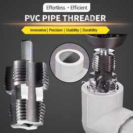 Electric Drill Compatible PVC Pipe Threader Kit with Various Die Sizes, PVC Thread Maker Tool for Electric Drill, 1/2" 3/4" Tool, Plastic Pipe Threader Kit, Rethreading Tool for Water Pipes (Internal)
