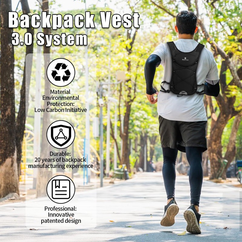 BBAIYULE® Running Vest Hydration Backpack, Large Cycling Water Pack,Breathable and
