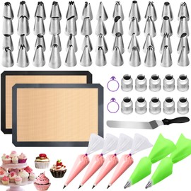 Kit de 115pcs Tapete de Silicona Antiadherente Reutilizables para Hornear,2 Tapetes para Hornear de 30*40cｍ,Juego de 113 pzs de Herramientas para Hornear,para Macaron,Galletas,Pasta,Pizza,Pan,sin BPA