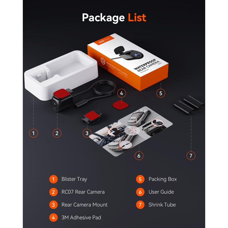 VANTRUE IP67 Waterproof Rear Camera for N4 Pro/S1Pro/E3 Dash Cam