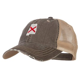 e4Hats.com Alabama State Flag Map Embroidered Low Profile Cotton Mesh Cap - Brown Khaki OSFM