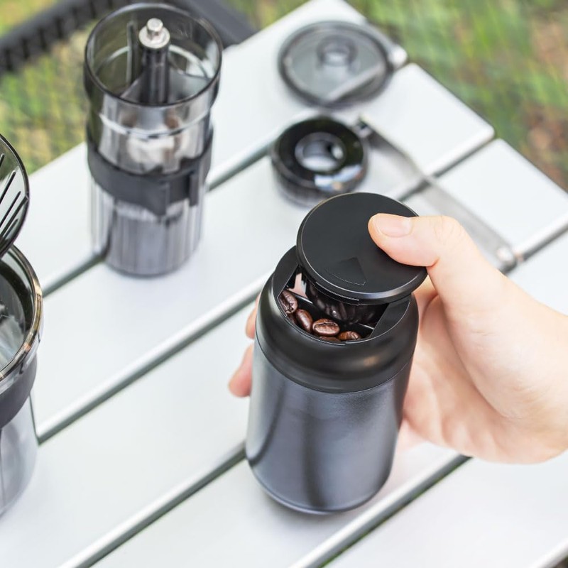 &NE NKW-375 Portable Coffee Canister, Nikii Cafe, Black, Diameter 2.4