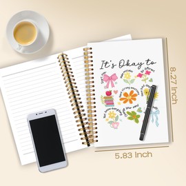 WARDOS Coquette Floral Mental Health Notebook Journal 5.5x8.3, It's Okay to Inspirational Journaling Notebook, Guided Journal for Mental Health, Psychology Gifts, Therapy Office Supplies