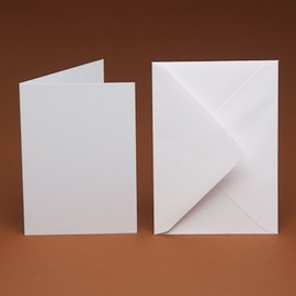 10 A5 Blank Cards and 10 Smooth C5 Envelopes - DIY, Wedding, Projects, Greeting Cards, Scrapbooking... (300GSM White Linen)
