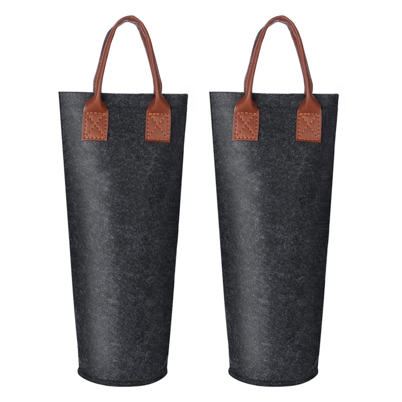 Single Bottle Wine Tote Bag Portable Felt Insulated Padded Thermal