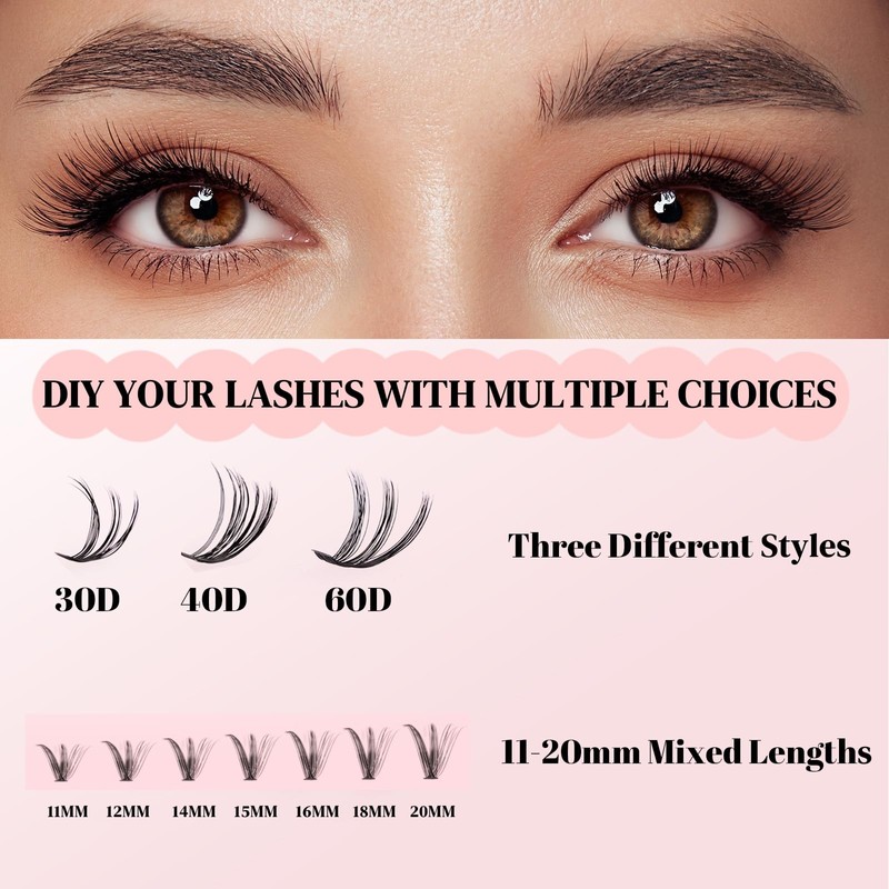VICILEY Individual Lash Clusters Kit 320 PCS Cluster Lashes 3