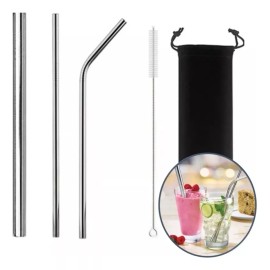 Betterware Incluye 3 Popote + Funda + Cepillo! Pajilla Metal Acero Inox