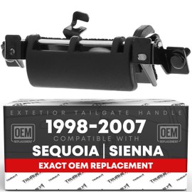 TRUBUILT1 AUTOMOTIVE Tailgate Handle Assembly - Compatible with 2001-2007 Toyota Sequoia, 1998-2003 Sienna - in Smooth Black, Plastic - OEM 69090-08010, 79600, TO1820100