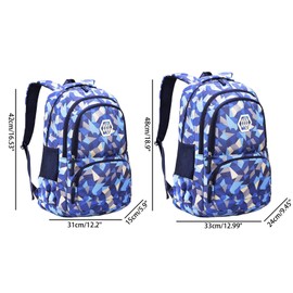 JiaYou Girl Geometric Printed Primary Junior High University School Bag Bookbag 3pcs Backpack Sets(2# Blue-3pcs,19 L)