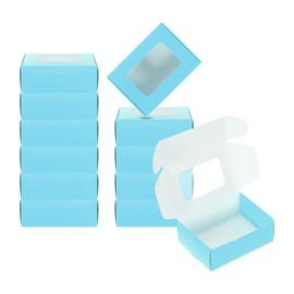 PATIKIL 3.5"x2.5"x1.3" Paper Soap Box with Window, 30 Pack Homemade Soap Boxes Rectangle Presents Packaging Boxes for Birthday Christmas DIY Craft, Blue