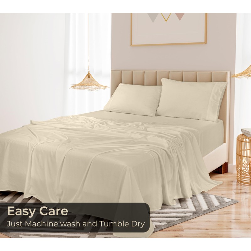 Royale Linens Bamboo Viscose Twin Flat Sheets Only - Cooling