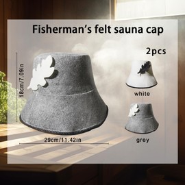 KHDULQ Sauna Hat, 2 Felt Hat for Men and Women, Including Sauna Hat, Felt Cap, Sauna Hat, Wool for Men and Women, Wellness Hat (White and Grey)