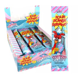 Sour Power Candy Straws, Cotton Candy, 1.75 Ounce (Pack of 24)