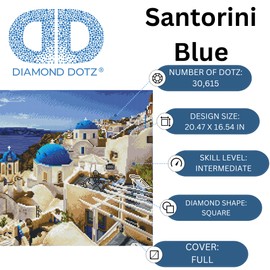 Diamond Dotz Santorini Blue Diamond Painting Kits for Adults - Diamond Art Kits a Relaxing Creative Craft Kit with Dotz Gems 20.5x16.5