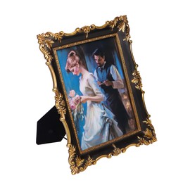 MXMHOME 8x10 Vintage Picture Frames,Ornate Resin Vintage Frames with Glass Front,Photo Display,Tabletop Wall Hanging,Gift Ideas,Black Gold