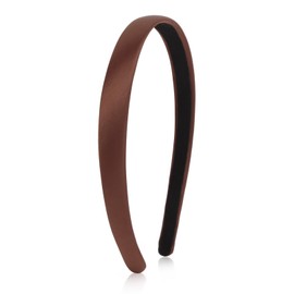 Headband for women, 0.6inch Wide Satin Headband Non-Slip Fashion Cloth Fabric Hairband Trendy Hair Accessories for Women & Girls(Brown)