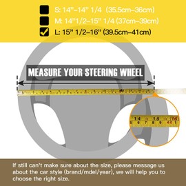 Valleycomfy Leather Steering Wheel Covers Universal 15.75 inch -Breathable, Anti Slip & Odor Free (Black with Red Lines,L(15" 1/2-16"))