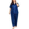 SWOMOG Womens Silk Satin Pajamas Plus Size Pajama Set Short