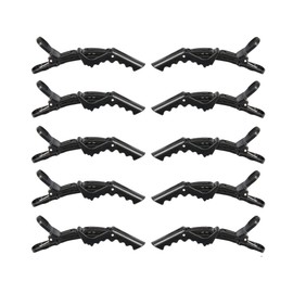 10 Pieces Crocodile Hair Sectioning Clips Barrette with Nonslip Grip Wide Teeth Professional Hairdressing Styling Clips for Salon (Black)