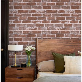 Timeet Vintage Brick Wallpaper Peel and Stick Wallpaper Red Brick Wallpaper 17.7"x393.7" Faux Brick Peel and Stick Wallpaper Removable Self Adhesive Wallpaper for Walls Covering