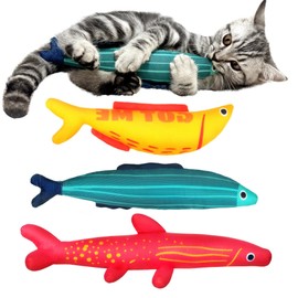 Fida Cat Toys - Set of 3 100% Natural Catnip, Soft Kitten Toy for Cuddling, Kicking and Biting (Fish Design)