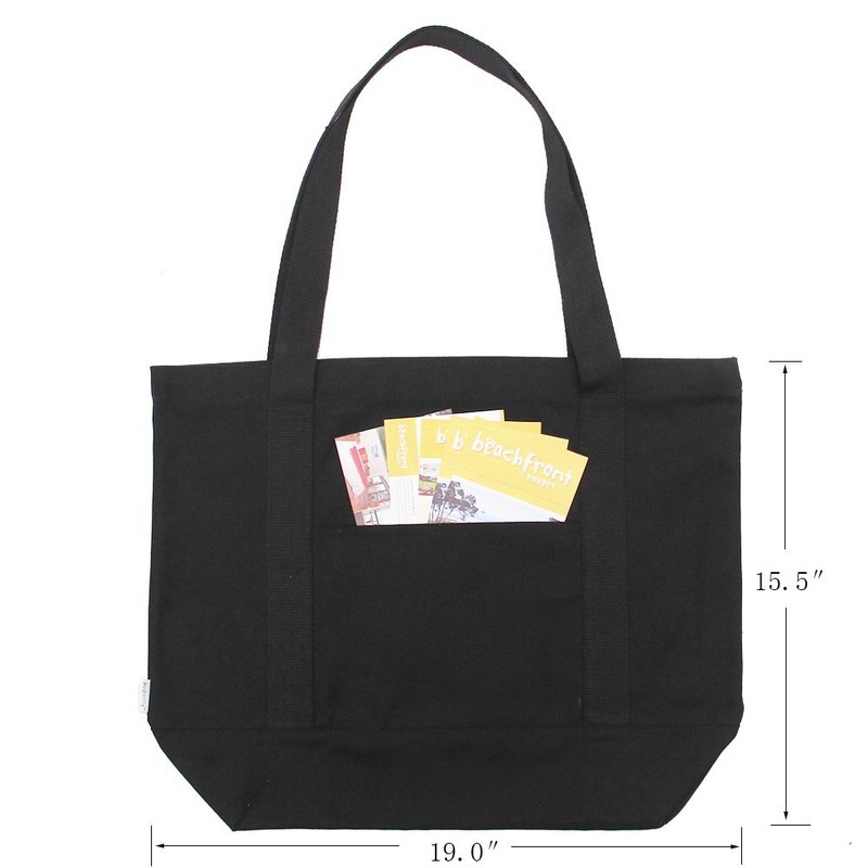 Augbunny Heavy Duty 100% Cotton Canvas Zipper Beach Shoulder Grocery