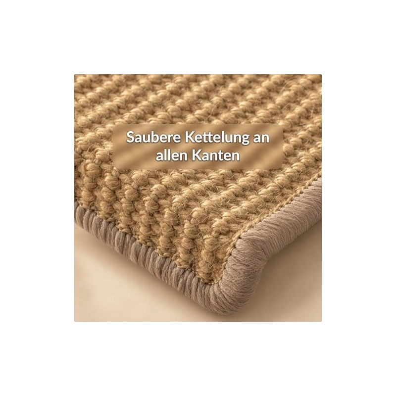 Floordirekt Stair Mats Sisal Pearl Cream Semicircular 25 x 65