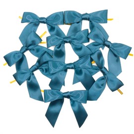 Bows Satin Ribbon Twist Ties for Christmas, 4.3 Inch Metallic Twist Ties Reusable, Decorative Bow Ties Ribbon Bows for Crafts, Bakery, Gift Wrapping, Wedding Birthday 30 Pcs (Peacock Blue)