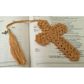 Original Crochet Handmade TOPAZ Cross Bookmark - Bible, Prayer Book, Wedding, Easter - Basic Cross