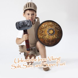Lullaberry Little Vikings Hammer and Shield Playset - Safe Plush Soft Pretend Play Weapons - Gifts for Kids