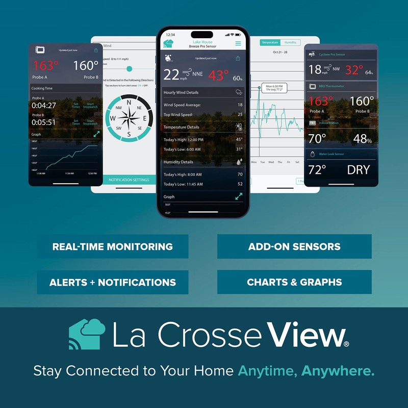 La Crosse Technology V11-TH Color Wireless WiFi Weather Station…