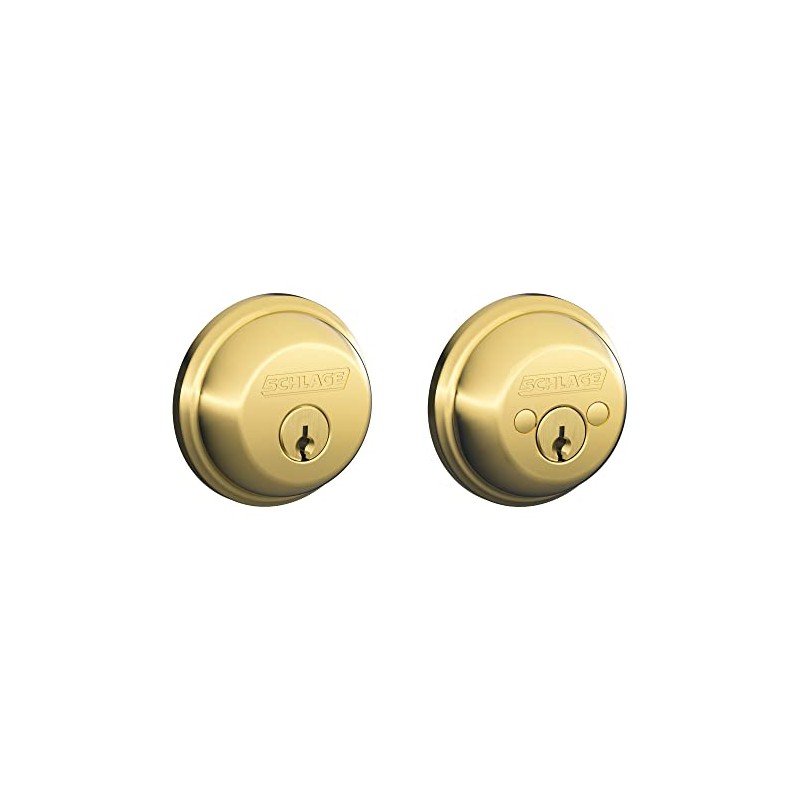 SCHLAGE B62N505 Deadbolt, Keyed 2 Sides, Bright Brass