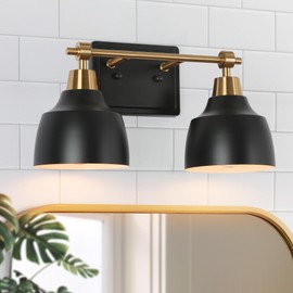 LOG BARN Bathroom Wall Light Fixtures, 2-Light Black and Gold Vanity Light Over Mirror for Bathroom, Bedroom, Hallway, or Kitchen