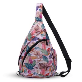 HUA ANGEL Chest Bag Crossbody Bag Women's Stylish Wide Strap Lightweight Backpack Women's Waterproof Small Shoulder Bag for Boys Girls Outdoor Travel Sporty Work Running, Tote Leaves