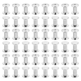 PATIKIL M5x10mm Chicago Screws, 50 Sets Chicago Screws Phillips Binding Post Screw Bolts Leather Rivets Brass Fasteners Connectors Steel for Leather Belt Scrapbook Photo Albums, Silvery