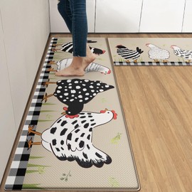 Nesphy Anti-Fatigue Rooster Kitchen Rug Set of 2 Cushioned Chicken Rugs for Kitchen Floor, Farmhouse Standing Mat Waterproof Non-Slip Kitchen Mats and Rugs PVC Ergonomic Comfort Foam Kitchen Decor
