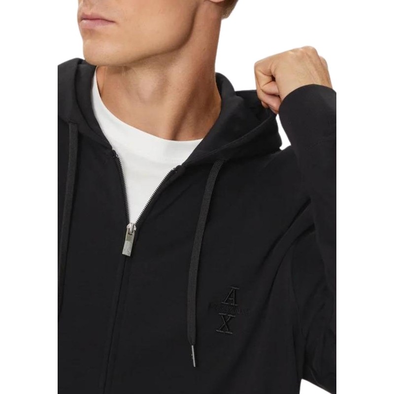 Armani Exchange Men's Logo Tape Cotton Interlock Zip Up Hooded