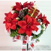 Poinsettia Cemetery Arrangement, Christmas Grave Flowers, Cemetery Flowers Christmas