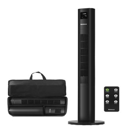 HOLMES STACK-N-CONNECT 45" Digital Tower Fan, ClearRead Display, Bonus Storage Bag, 90° Oscillation, 4 Speeds, 4 Modes, 8-Hour Timer, Home, Ideal for Bedroom or Office, Remote Control, Matte Black