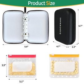 Pill Pouch Organizer,7 Zippered Waterproof Pill Pouches for Travel, Black