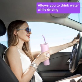 CustomyLife 6pc Silicone Straw Tips 5/16" Flex Hydraflow Straw Covers for Stainless Steel Straws, Purple, 8mm