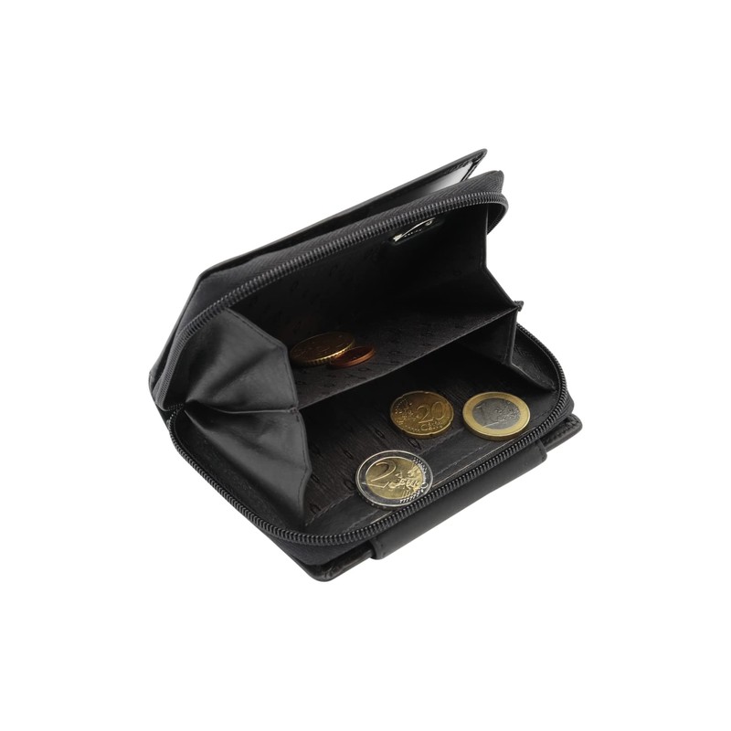 Wallet with side zip pocket LEAS, Genuine Leather, black -