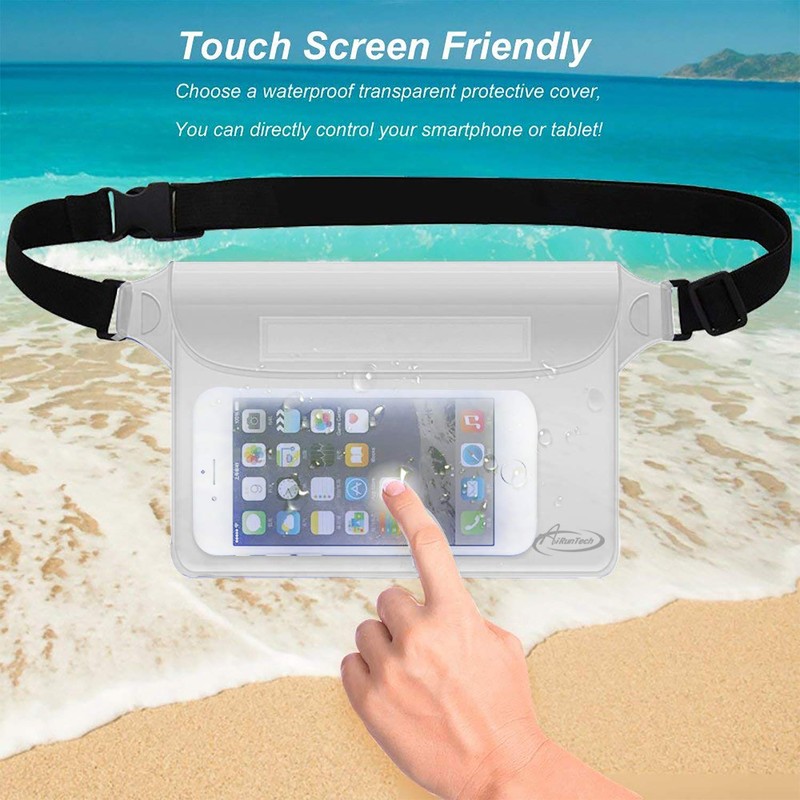 AiRunTech Waterproof Pouch with Waist Strap (2 Pack) | Beach
