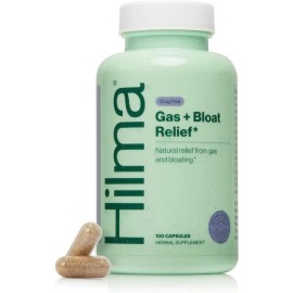 HILMA Gas  Bloat Relief 100 Cpsulas  Suplemento Herbal con Hinojo, Ans, Alcaravea, Melisa y Menta para Bienestar y Confort Digestivo                  
