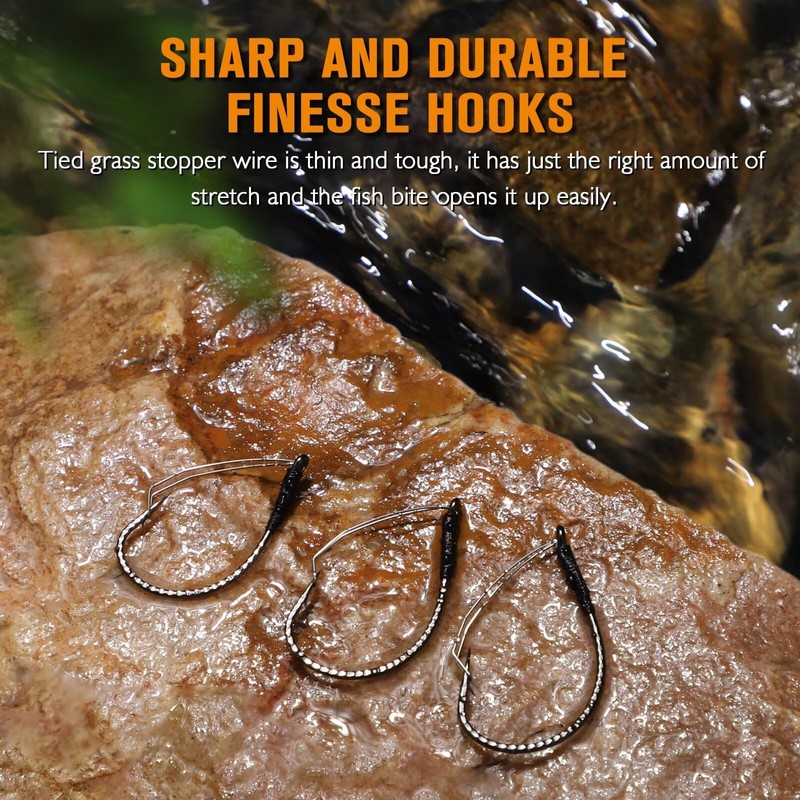 Dovesun 30PCS Weedless Hooks Wacky Rig Hooks Worm Fishing Hooks